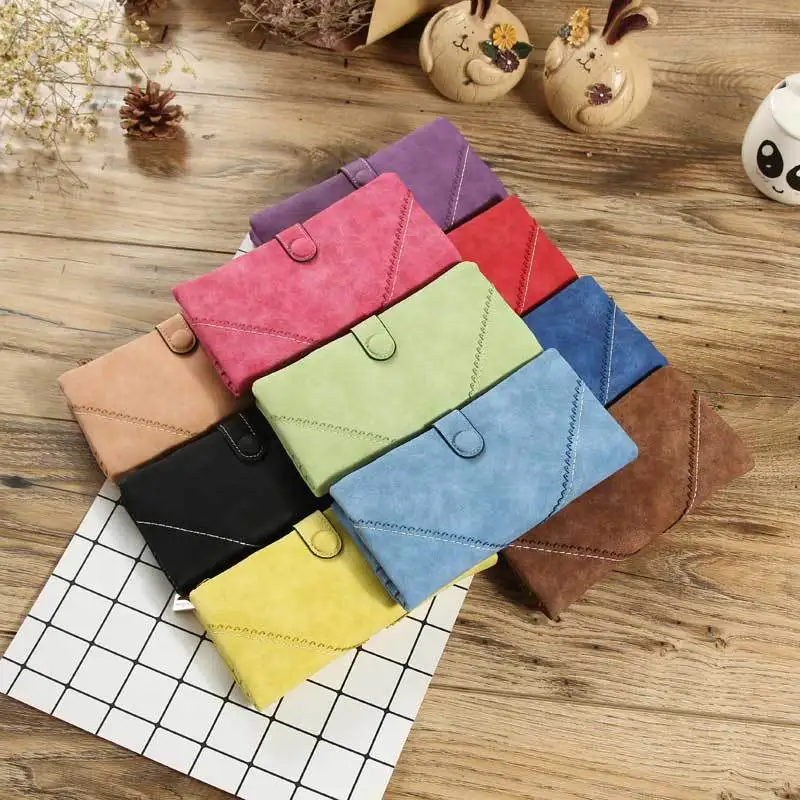 Fashion retro lace women's wallet frosted long buckle solid color ladies wallet clutch womens wallets small wallet money cute Fashion retro lace women's wallet frosted long buckle solid color ladies wallet clutch womens wallets small wallet money cute