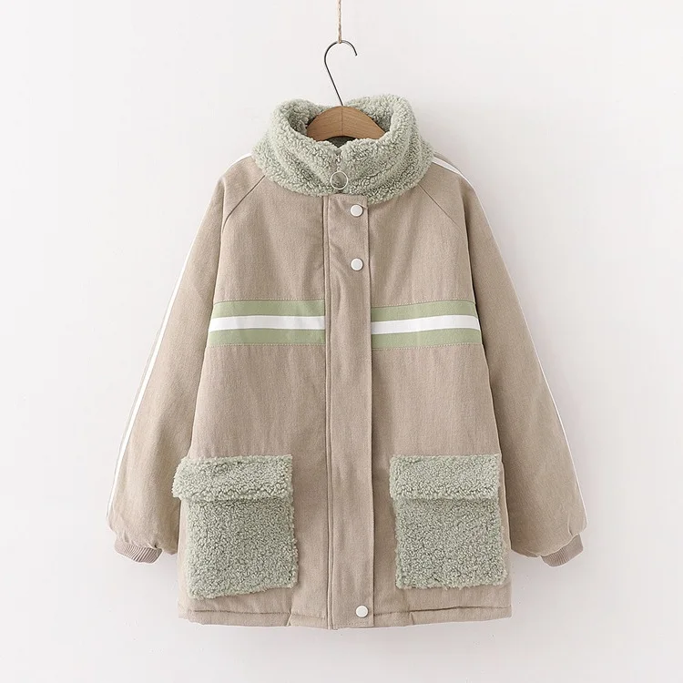 

AliExpress Japanese-style Mori Girl Line Winter College Style Loose Thick Berber Fleece Loose-Fit Hong Kong Flavor Cotton Coat W