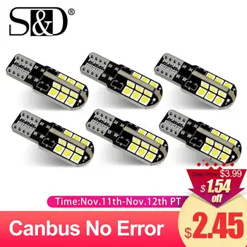 

6Pcs W5W LED T10 Led Canbus 168 194 LED Bulb 24SMD Car Side Marker Light License Plate Lamp White Blue Yellow Red Pink 12V 6000K