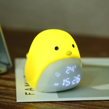

USB Night lamp Cute Chick Digital Alarm Clock with Three Levels for Kids Bedroom Living Room Touching Control night light