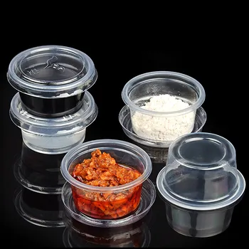

100pcs PET transparent disposable sauces cup small pudding jelly yogurt chili oil takeaway packaging plastic cup with cover