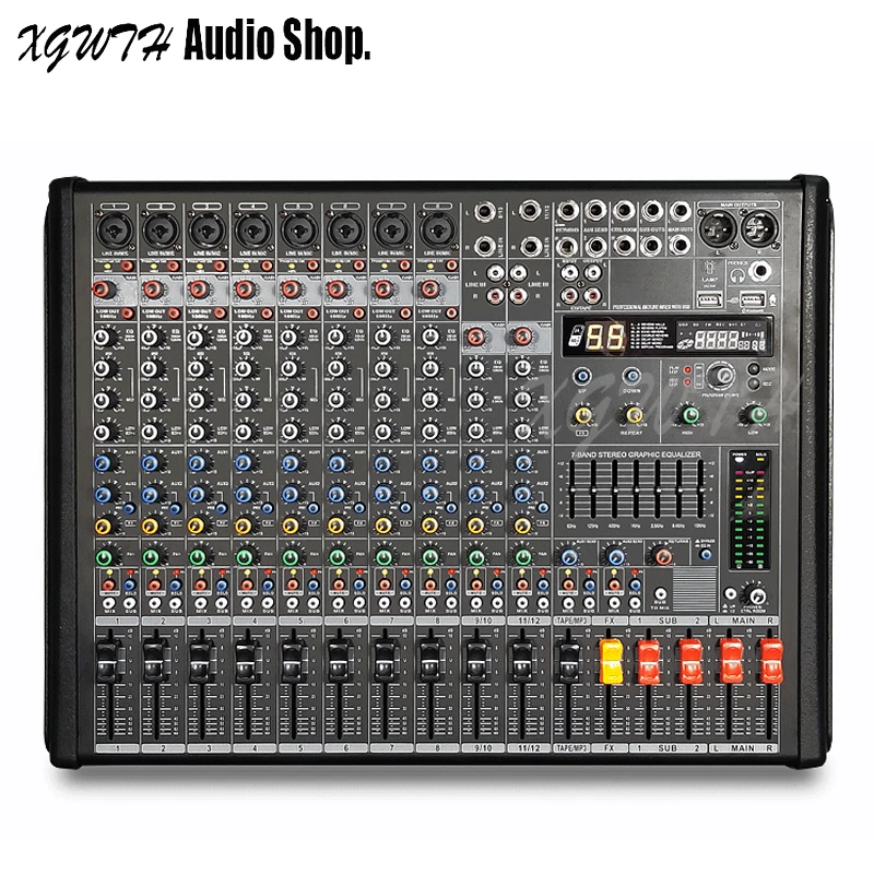 US $283.10 12 Channel Bluetooth Mixing Console Audio Mixing Console With 48V Phantom Power 99 Digital Reverb Effect For DJ Stage Equipment