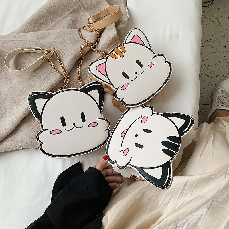 

Western Style Bag INS Korean-style Cartoon Cute Bag with Cat Design Mini Chain Shoulder Bag WOMEN'S Bag