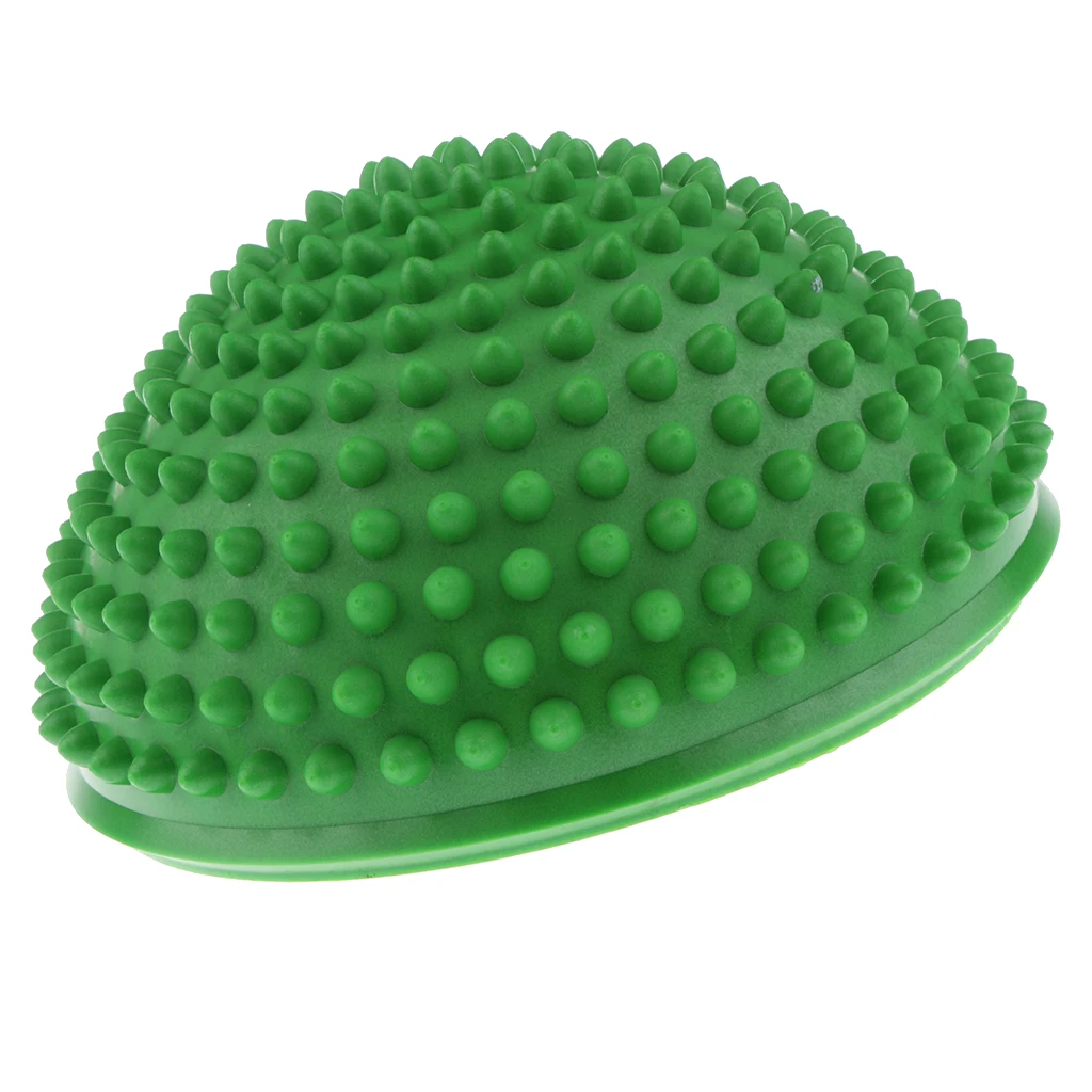 Green Yoga Half Ball Dome Balance Trainer Anti-Slip Hedgehog Exercise Balance Ball Agility Training for Gym Yoga Pilates