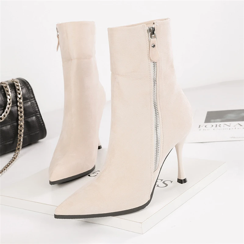 beige stiletto ankle boots