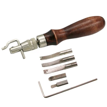 

5 in 1 DIY hand tools Leather Trench Tool Pull Device Slotted Device Trenching Tool with 5 Replacement Heads