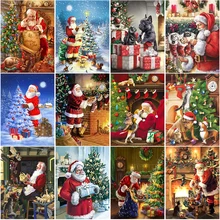 

5D Diamond Painting Santa Claus Cross Stitch Rhinestone Mosaic Diamond Embroidery Needlework Handmade Christmas Indoor Ornaments