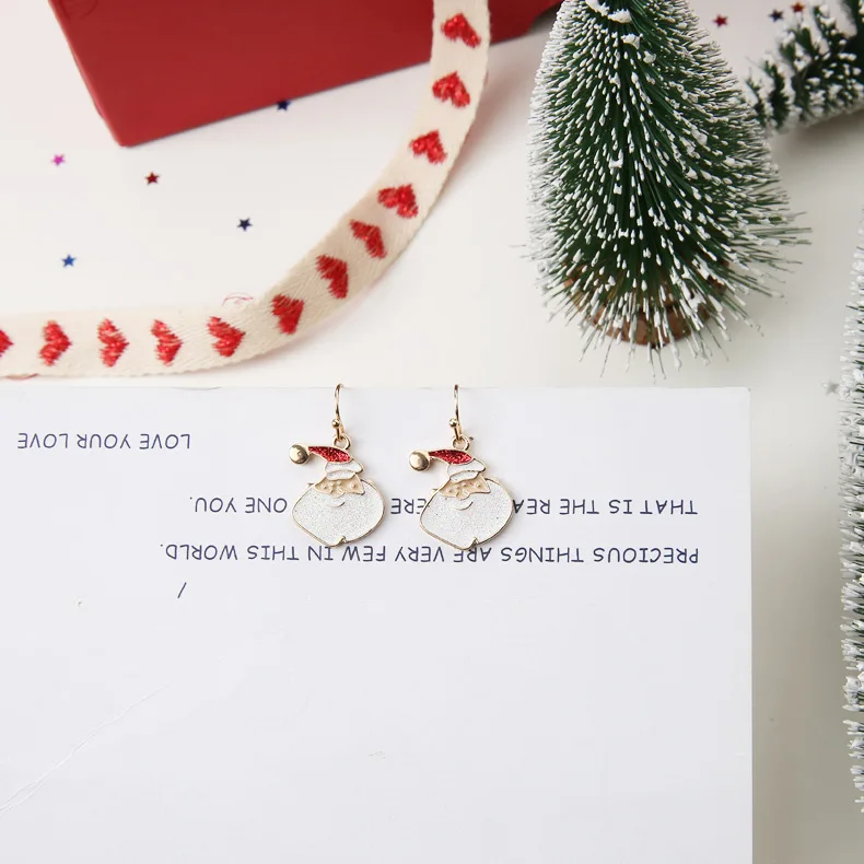 ESERES, забавные рождественские серьги, милый снеговик, Санта, серьги-гвоздики для женщин, рождественские подарки для девушек, жены, серьги, ювелирное изделие - Окраска металла: 004 a Pair
