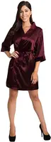Burgundy Satin Kimono Robes women short pajamas dressing gown wine red Bridesmaid Gift team bride Bridal Party Robes - Image 3