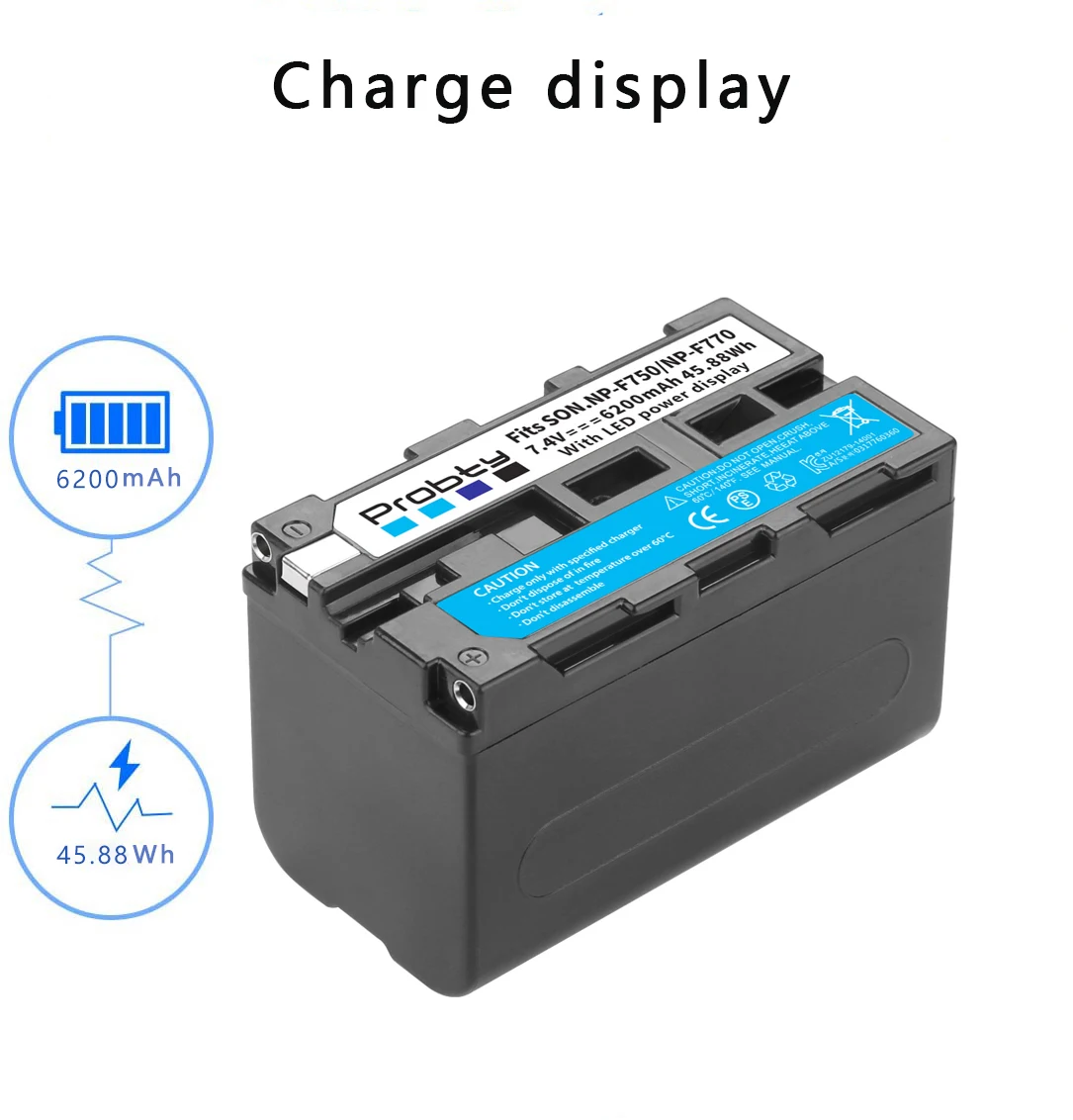 Led Indicador Bateria Mais Led Usb Duplo-canal Carregador para Sony Ccd-trv215 Ccd-tr917 Ccd-rv100 6200mah Np-f770 np F750 Np-f750 - Image 2