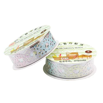 

1X Gradient Bling Shiny Lace Design Decorative Tape DIY Hand Account Diary Decoration