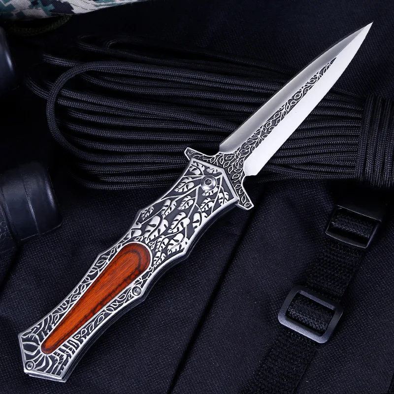 

9.2'' Tactical folding knife Tactical Hunting Knife Small Straight Full Steel Handle EDC Pocket Outdoor Tools Camping Knives