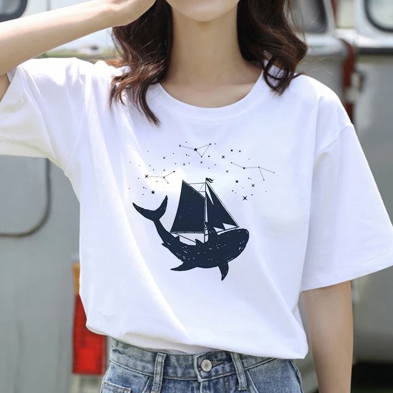 Graphic tees tops Environmental protection theme T-shirts women funny t shirt white Tops casual short Camisetas Mujer_T-Shirt