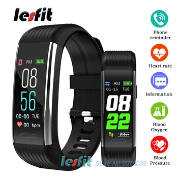 

Lesfit Silicone Smart Wristbands Men Android Smart Wrist Watch Tracker Heart Rate Activity Women Bracelet Sport Fitness Tracker