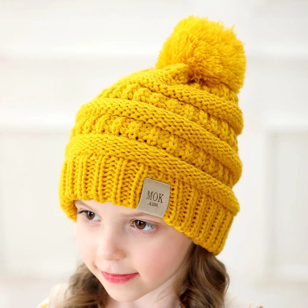 New Fashion Newborn Cute Baby Beanies Boys Girls Winter Keep Warm Hat Kids Knitted Wool Hemming Hat Fit Boy Cap Knitted 904