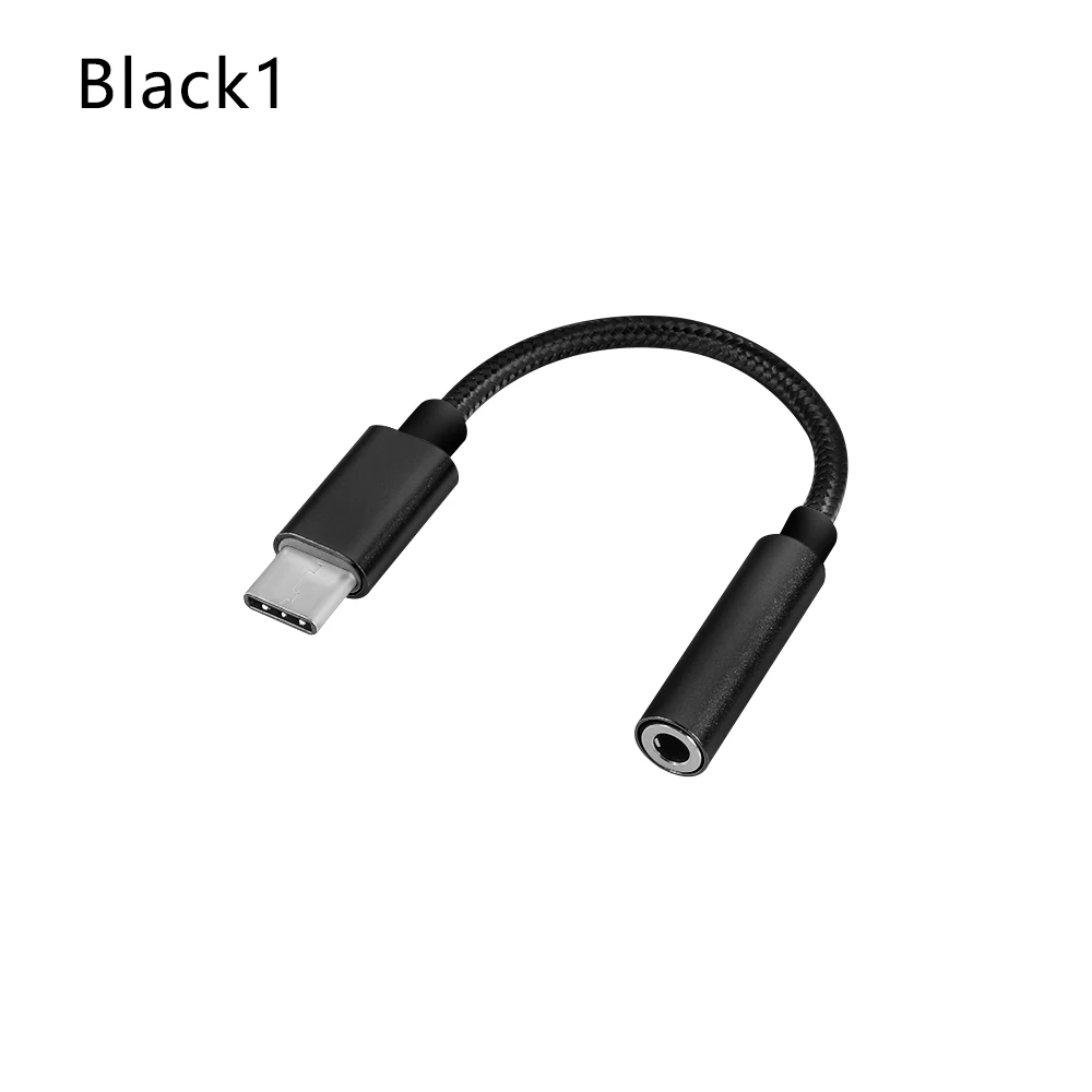 Тип C USB до 3,5 мм разъем для наушников аудио кабель адаптер аудио сплиттер конвертер для Huawei Mate 10 P20 Pro Аксессуары для телефонов - Цвет: Black1