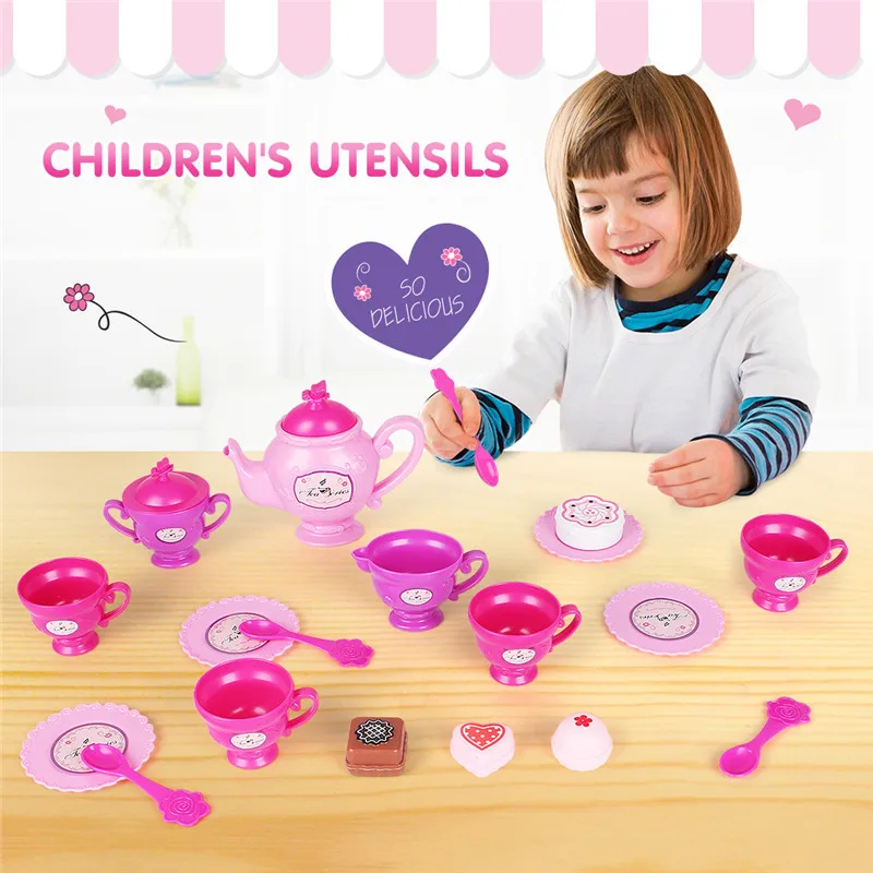 

Hot Models Environmentally Friendly Plastic Children Model Play House Kitchen Toy Tea Cup Tableware Colored Box Suite