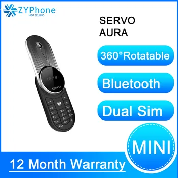 

SERVO AURA 360 Rotatable Mini Mobile Phone One Key Recorder Dual Sim Vibration Small Telephone Bluetooth Dialer Russian Keyboard