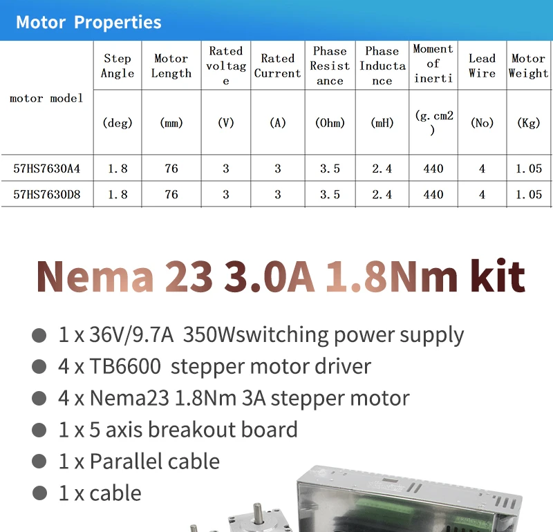 4 шт. TB6600 Драйвер+ 1 шт. DB25 коммутационная плата+ 4 шт. Nema23 255Oz-in шаговый двигатель+ 1 источник питания 360 Вт