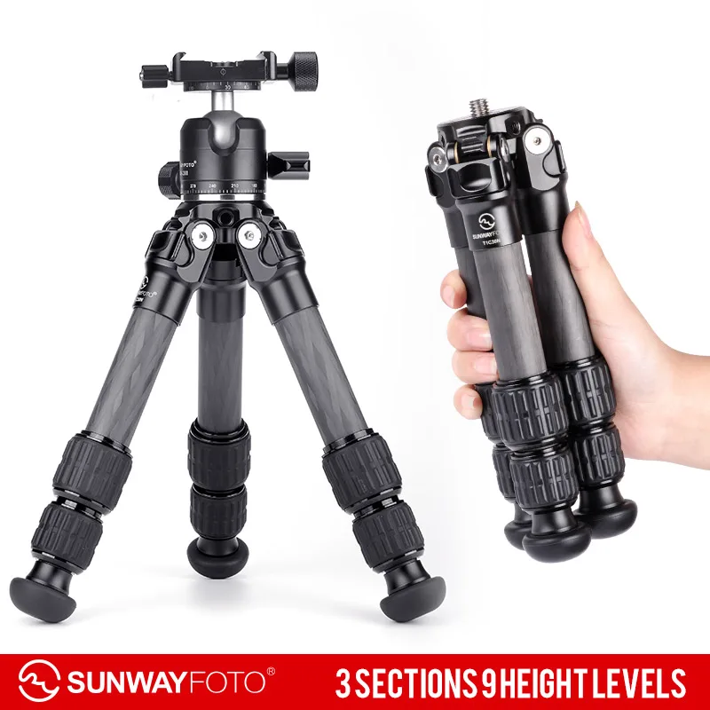  SUNWAYFOTO T1C30N Light Small Mini Carbon Fiber Dslr Camera Stand Professional Carbon Tripod For Ph