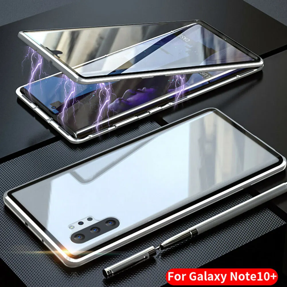 Магнитный поглощающий Передний+ задний стеклянный чехол для samsung Galaxy Note 10 Plus PUO88
