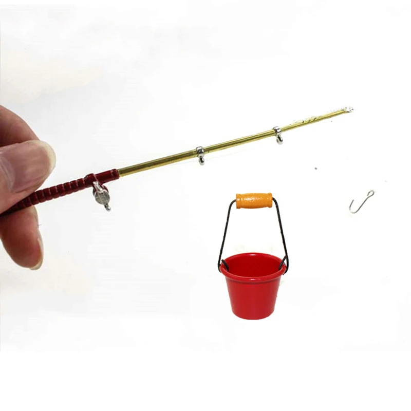 

Rc Car Accessories Mini Fishing Pole with Bucket Model for 1:10 1:8 RC Rock Crawler Axial SCX10 TAMIYA C01 RC4WD D90 TF2 TRX4