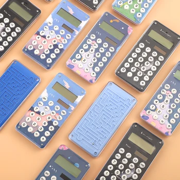 

JIANWU 1Pcs Cute cartoon multifunction calculator Solar student With maze game Calculator 8-digit School supplies