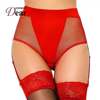 

Comeondear Sexy Women Garter Leggings Suspenders Fishnet High Waist Lace Garters Belts Hollow Out Lingerie Plus Size PA5090