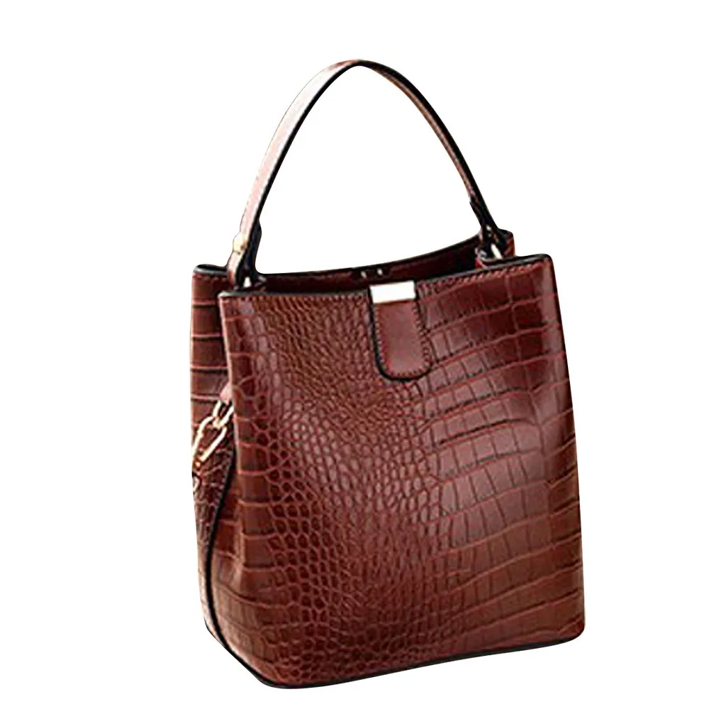 Женская пляжная сумка для покупок Повседневная модная женская однотонная Большая вместительная кожаная сумка на плечо сумка женская сумка#923 - Цвет: Brown