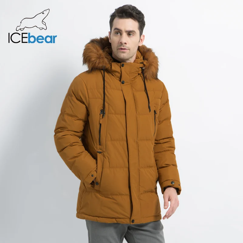 ICEbear2019 Новые мужские хлопчатобумажная одежда Модная мужская куртка с капюшоном Мужское пальто Толстая теплая одежда высокого качества