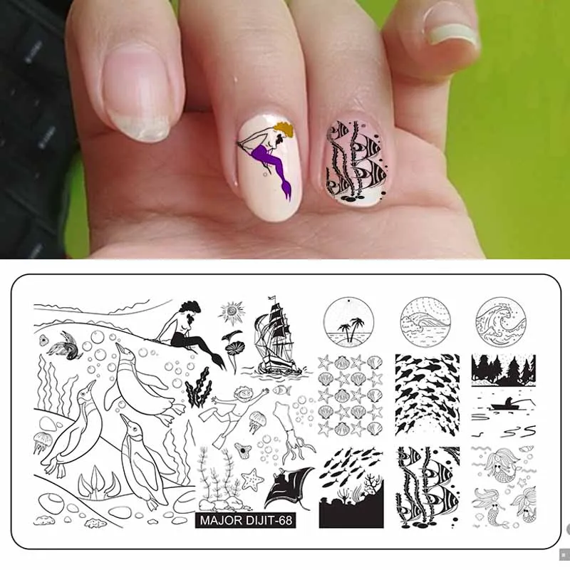 Major Dijit пластины для штамповки ногтей пламя морской животный узор дизайн ногтей штамп штамповка шаблон изображения пластины трафаретные Гвозди Инструменты - Цвет: majordijit68