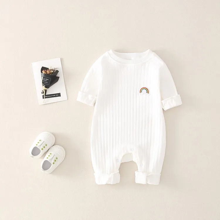 Newborn Infant Kid Baby Boy Girls Long Sleeve Romper Jumpsuit Clothes Outfits Warm Pure Color Cute Lovely Rainbow Clothing cool baby bodysuits	 Baby Rompers