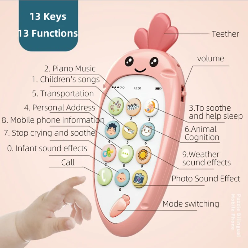 Детские электронные игрушки музыкальный мобильный телефон Ранние развивающие игрушки для детей Прорезыватель электрические цифры обучающая машина, игрушка подарок для ребенка