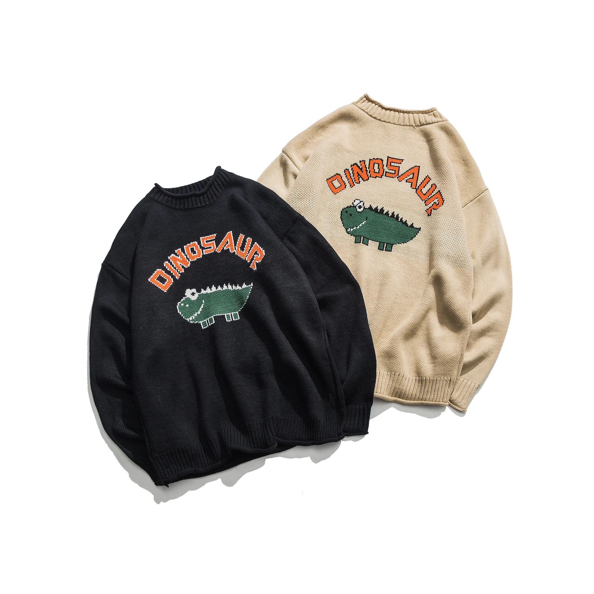 

TIMESUNION Lovely Loose Sweater Men 2020 Winter Pullover Men's Sweaters Oversized Boy Student Sweater Black Khaki