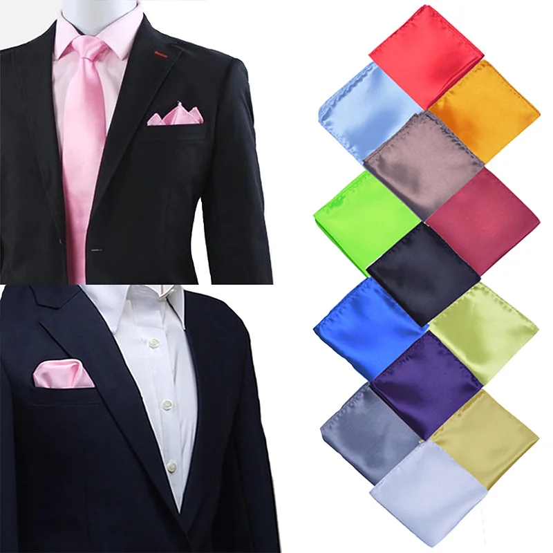 Handkerchief Hanky Solid Plain Mens Formal Accessories FREE Pocket Square by DQT 