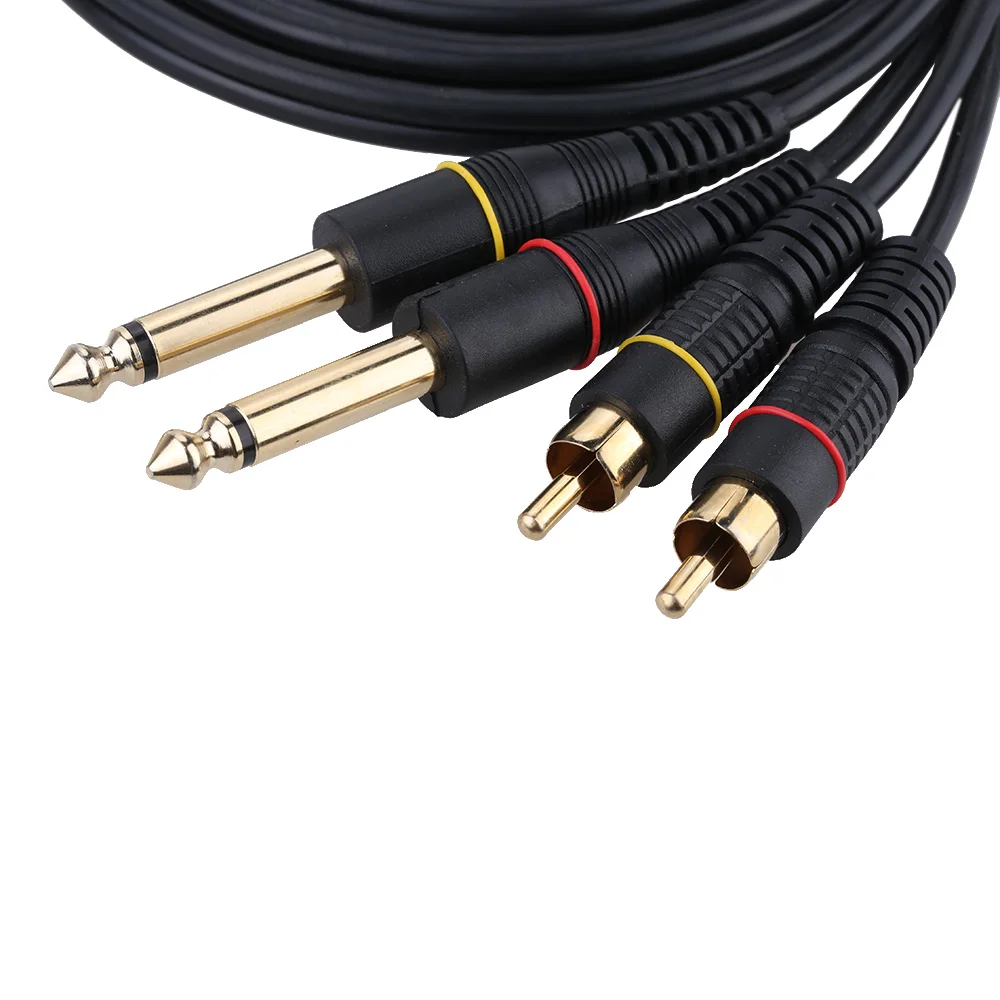 5ft Двойной RCA мужской разъем для двойной 6,35 мм 1/" TS штекер стерео микшер аудио кабель провод для микшера AV усилитель