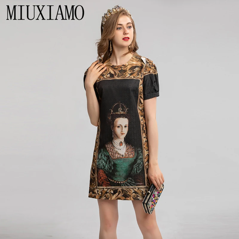 MIUXIMAO, высокое качество,, осень и весна, платье для женщин, для офиса, леди, дворцовая королева, с принтом, с круглым вырезом, элегантное, твидовое платье для женщин, Vestidos