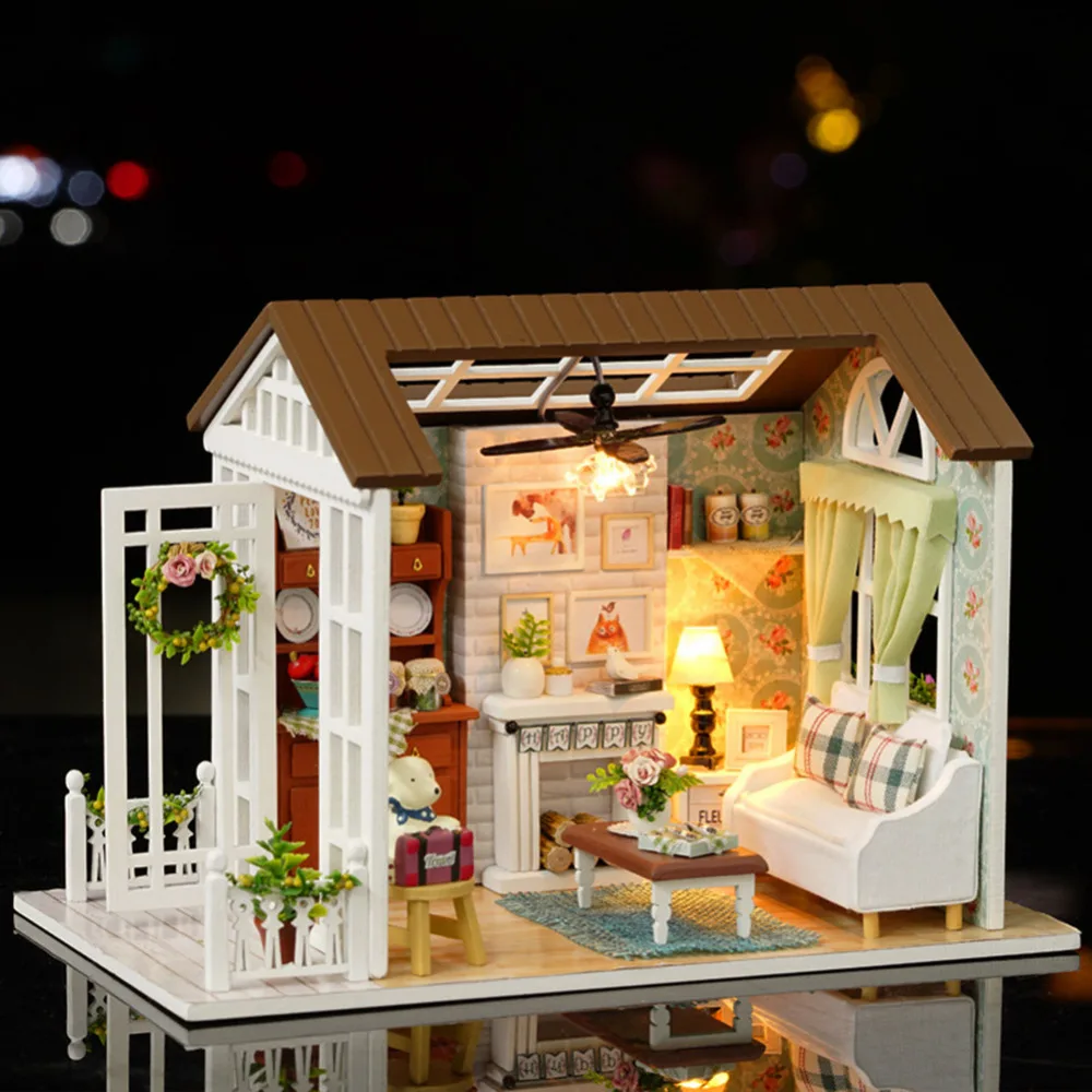 Детский деревянный Миниатюрный Кукольный домик, детский Кукольный домик ручной работы, Сборная модель дома, игрушка для мальчиков и девочек, кукольный домик, подарок на день рождения