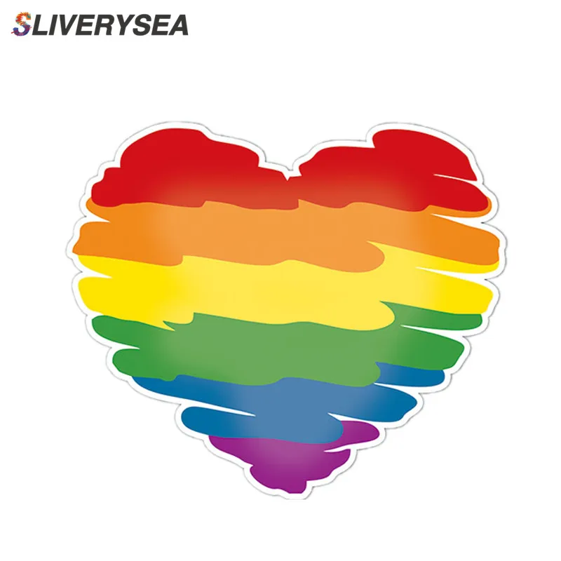 

SLIVERYSEA 10*11CM Creative Graffiti Rainbow Lesbian Gay Pride Love Heart PVC Decal Car Sticker