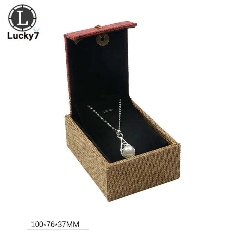 Pendant Box Китайская Высококачественная коробка для колец Ретро Красная льняная ювелирные изделия с каллиграфией коробка кулон браслет кисточка коробка ожерелье коробка - Цвет: Pendant Box