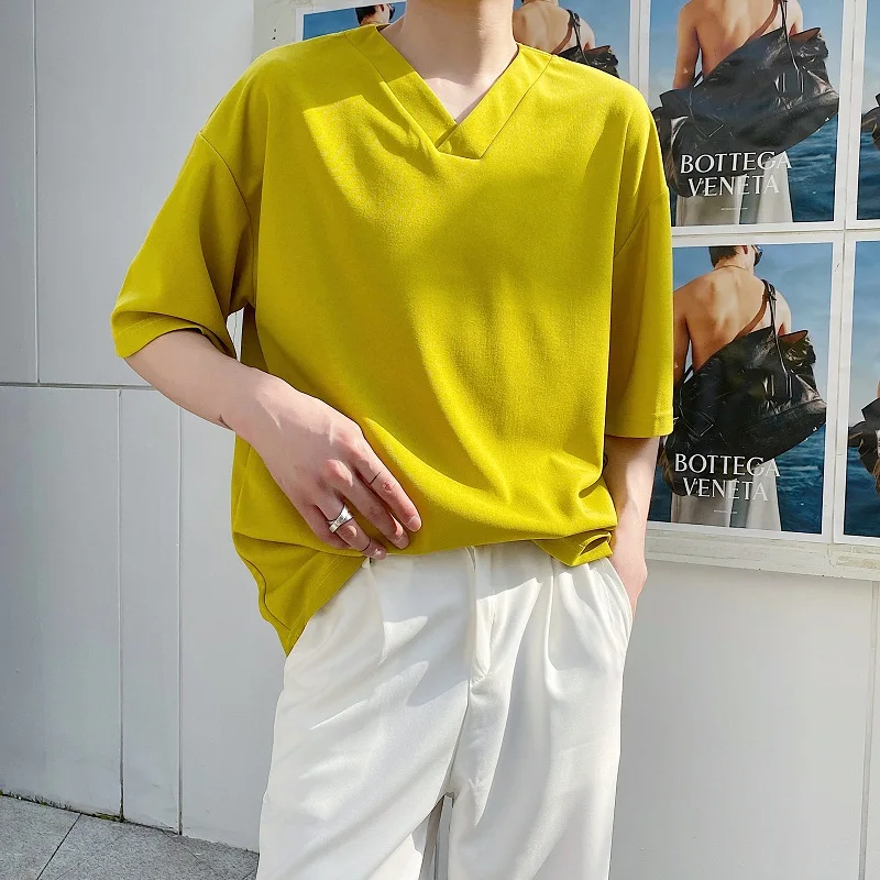 

Men's Short Sleeve T-Shirt Summer New Classic Simple Base V Collar Casual Versatile Fashion Loose Large Size Half Sleeve