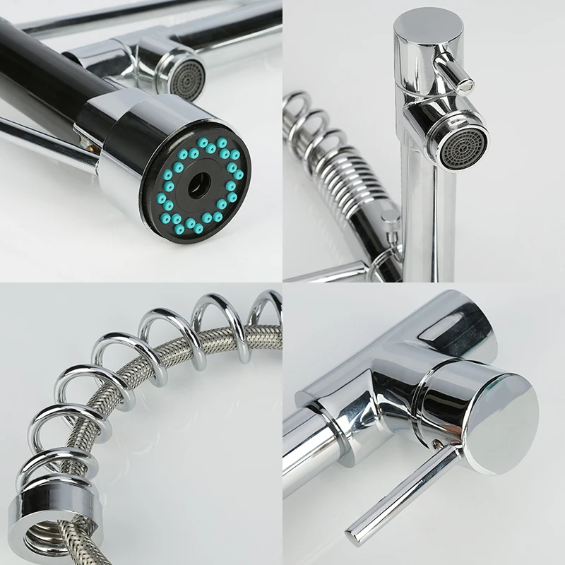  Gavaer Spring Pull Down Kitchen Faucet Nozzle Dual Mode Water Mixer Single Handle Hot Cold 2 Outlet - 4000109801289