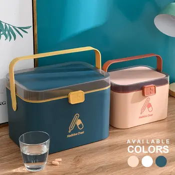 

1pcs Portable Storage Medicine Box Plastic Double-layer Home Kit First Aid Kit Portable Medicine Pill Box Household