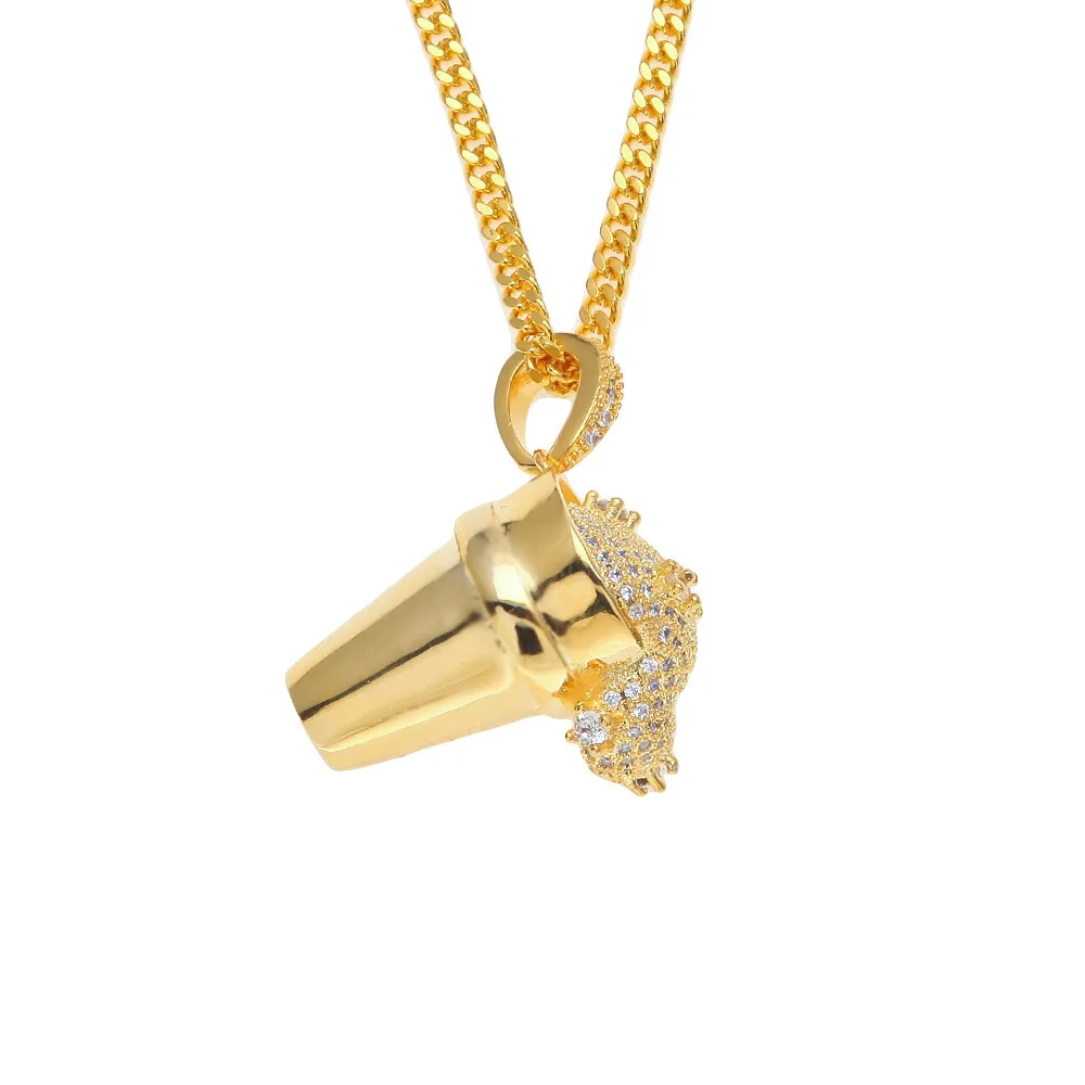 Ice Cream Overflow Pendant Necklace Iced Out Cubic Zircon