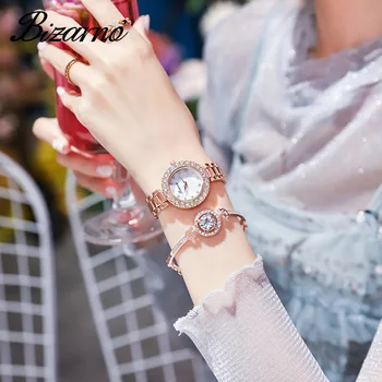 

Luxury Diamond Women Quartz Watches Brand Rose Gold Crystal Design Bracelet Watch Set Female Jewelry Watch Lady's Wife Mom Gift