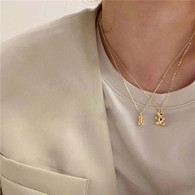 Bear Pendant Pearl Necklace Lovely Bear Gold Chain Necklaces For Women Jewelry