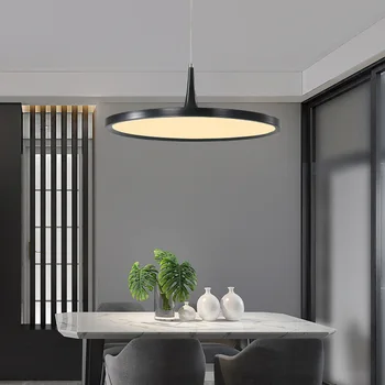 

Pendant Hanging Lamp Nordic Modern Black White Minimalism Cord Pendant Circle Lights Chandelier 3 Color Dimmable