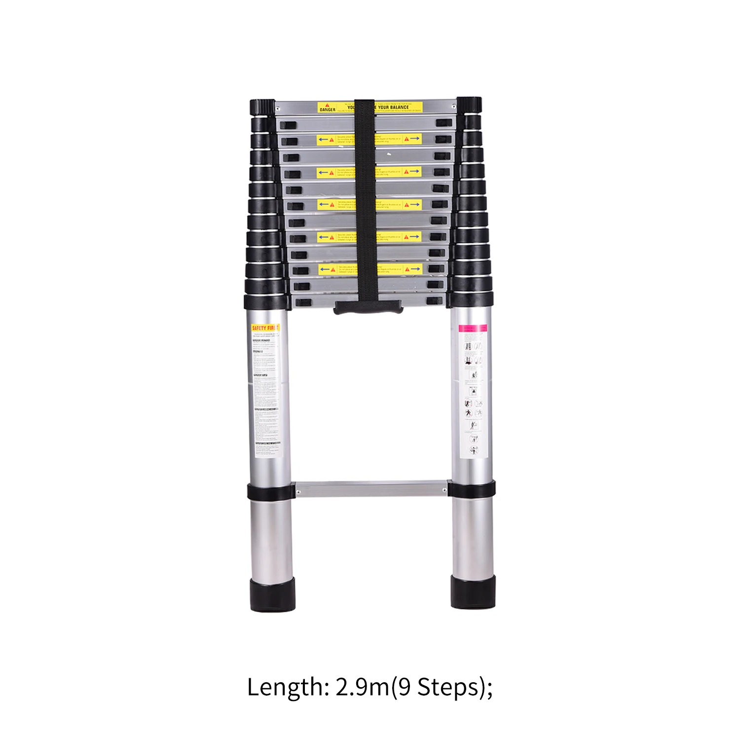

2.9M Telescoping Ladder Extension Telescopic Ladders Portable Expandable Retractable Collapsible Aluminum Ladder with One Button