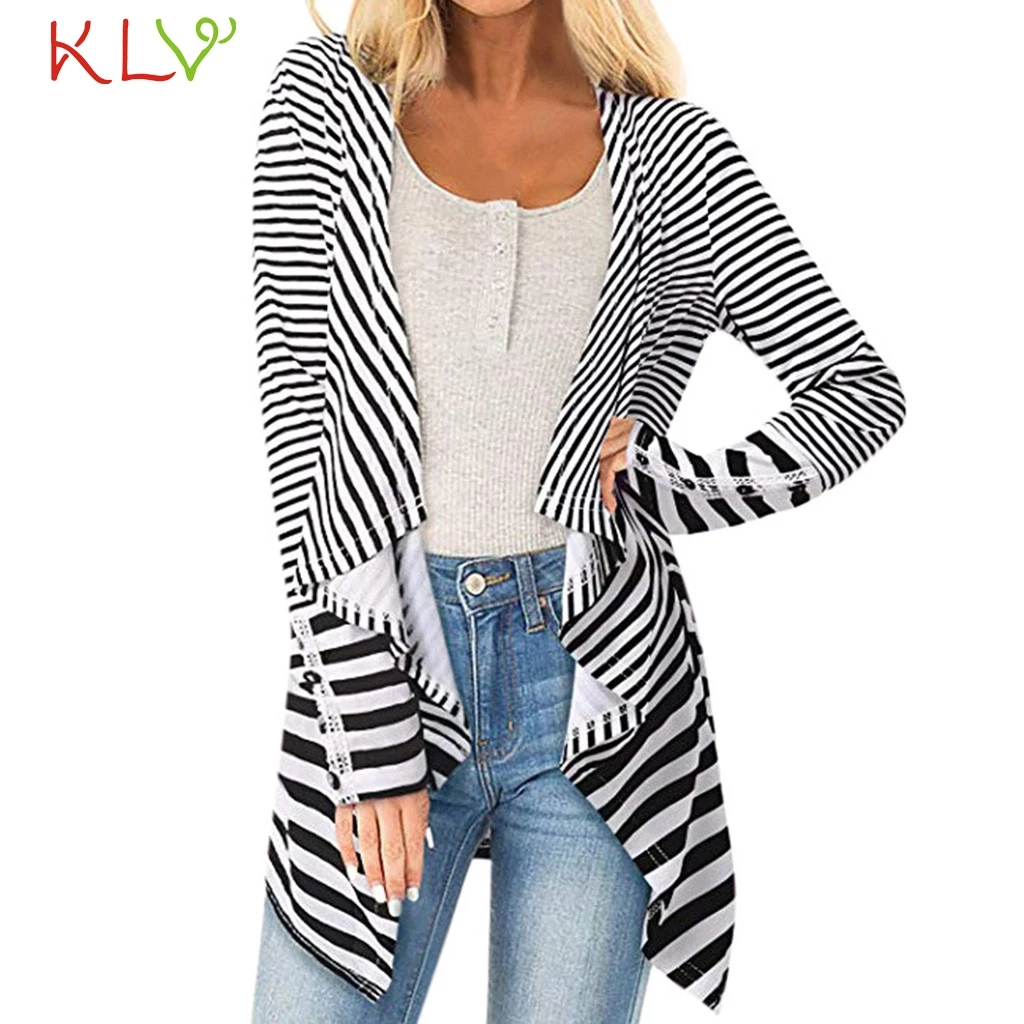 

Women Jacket Striped Long Sleeve Cardigan Irregular Windbreaker Winter Plus Size 2019 Overwear Casaco Feminino Girl Coats 19Aug