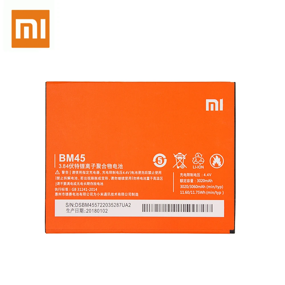 10 шт. Xiao mi BM45 Аккумулятор для Xiaomi mi красный mi Note 2 красный mi Note2 Замена перезаряжаемая телефонная батарея Akku